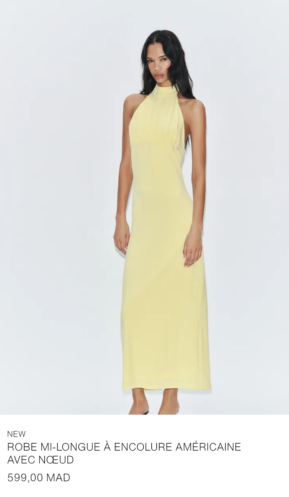 ROBE MI-LONGUE À ENCOLURE AMÉRICAINE AVEC NŒUD