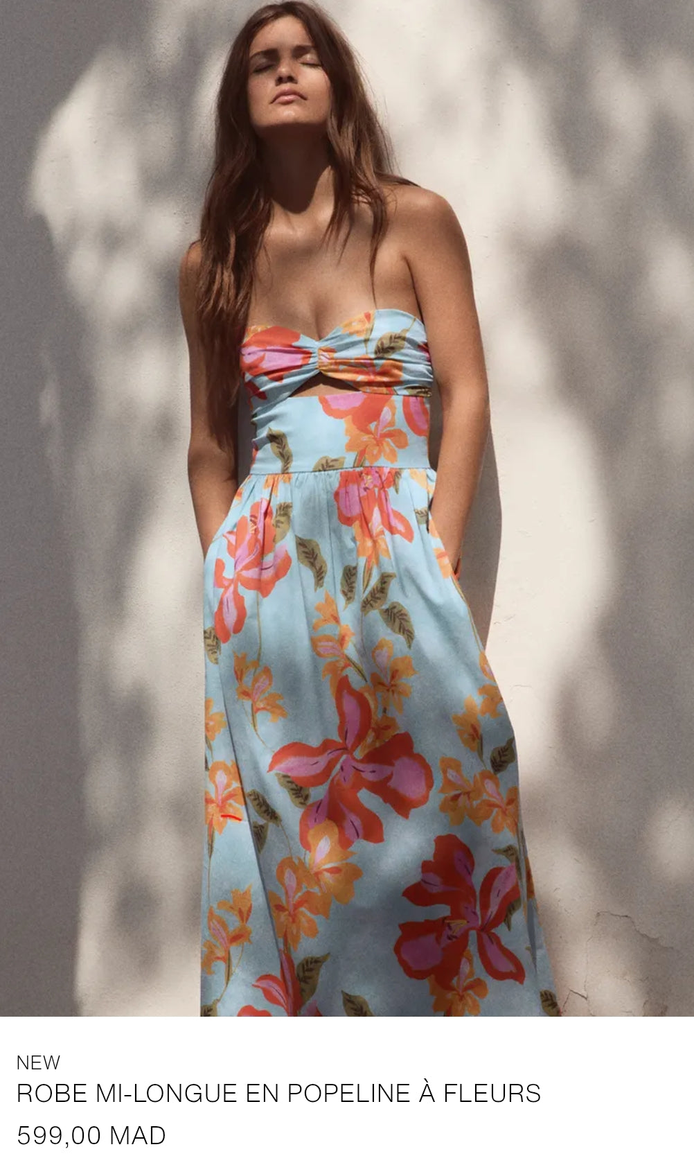ROBE MI-LONGUE EN POPELINE À FLEURS