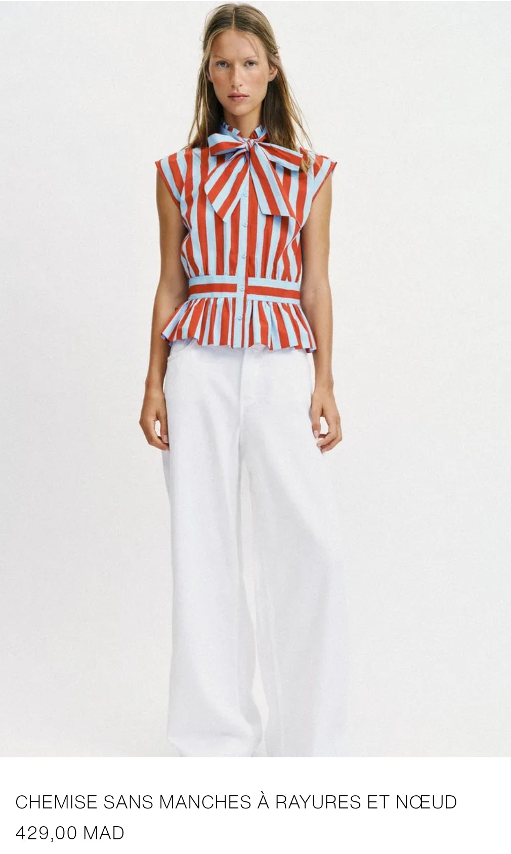 CHEMISE SANS MANCHES À RAYURES ET NŒUD
