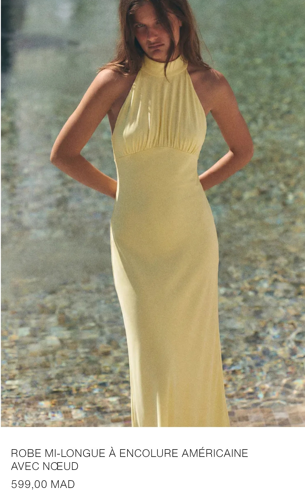 ROBE MI-LONGUE À ENCOLURE AMÉRICAINE AVEC NŒUD