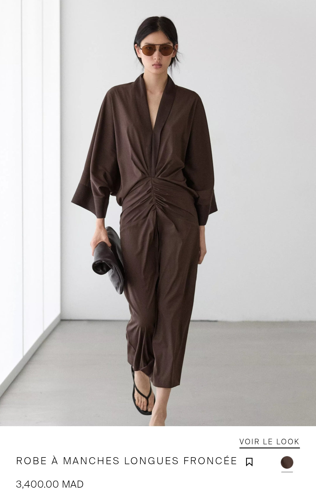 ROBE À MANCHES LONGUES FRONCÉE