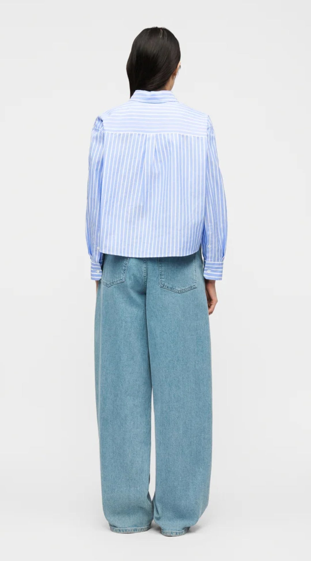 CHEMISE EN COTON OXFORD À RAYURES - AZURE