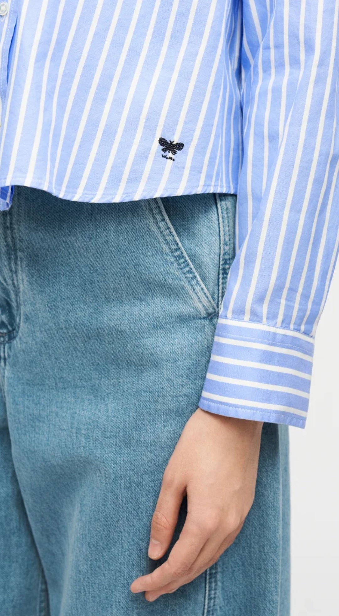 CHEMISE EN COTON OXFORD À RAYURES - AZURE