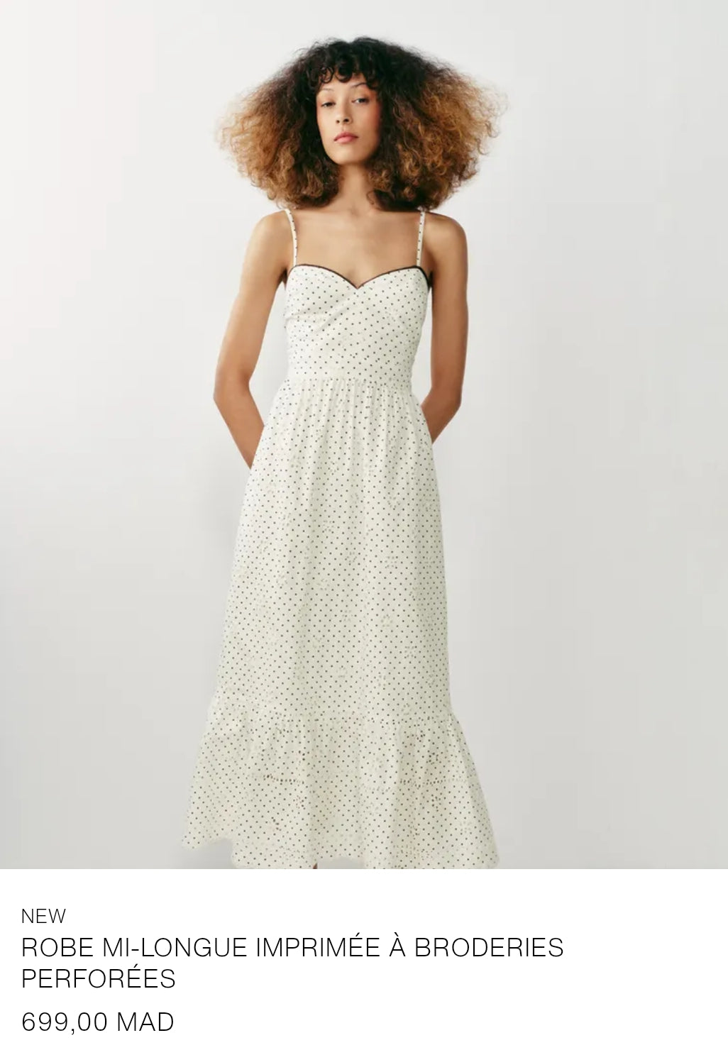 ROBE MI-LONGUE IMPRIMÉE À BRODERIES PERFORÉES
