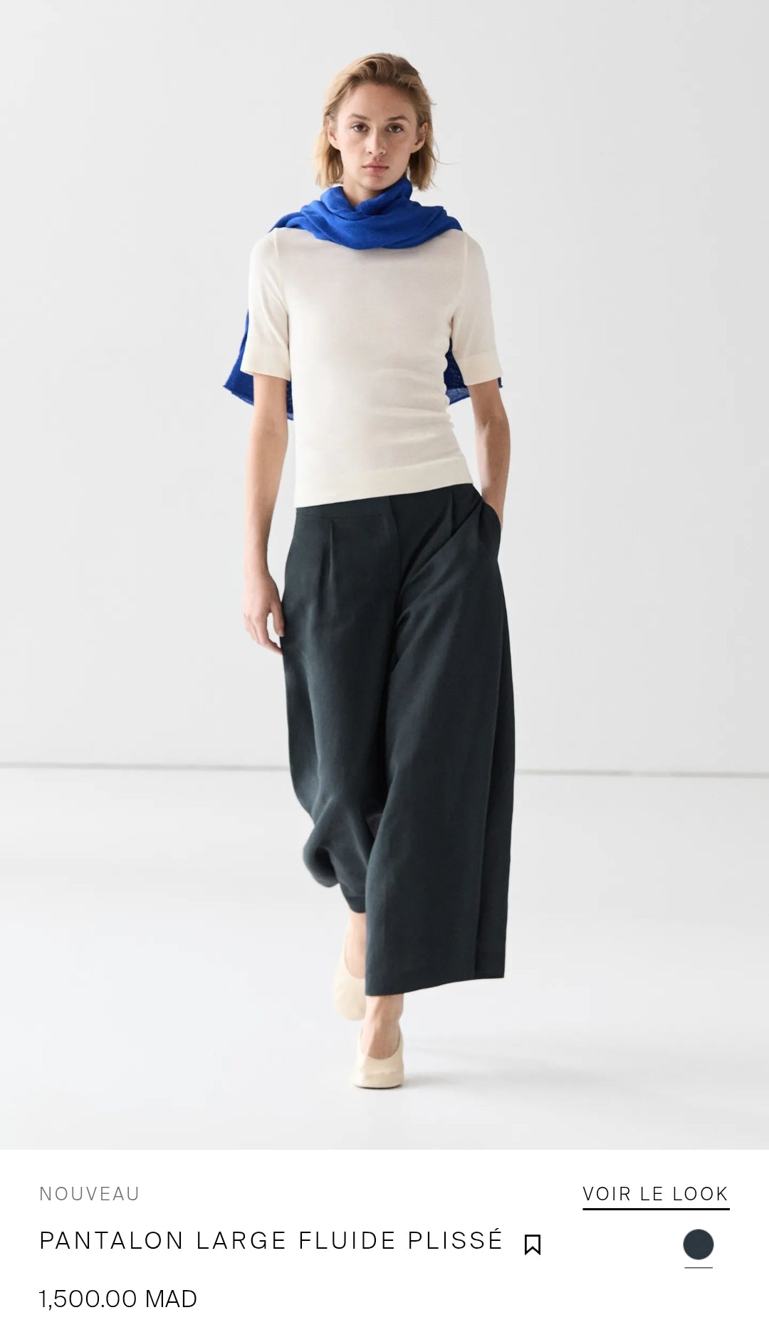 PANTALON LARGE FLUIDE PLISSÉ