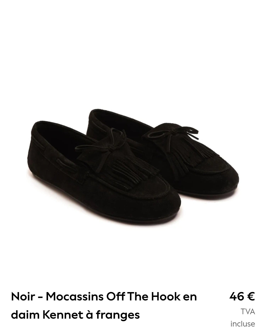 MOCASSINS OFF THE HOOK EN DAIM KENNET À FRANGES