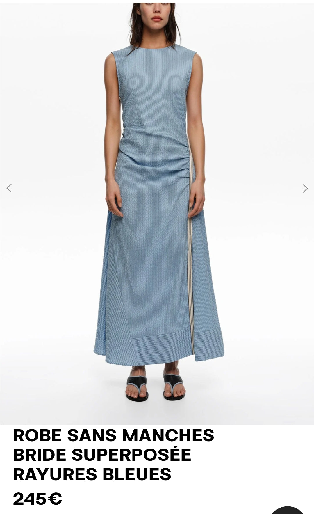 ROBE SANS MANCHES BRIDE SUPERPOSÉE RAYURES BLEUES