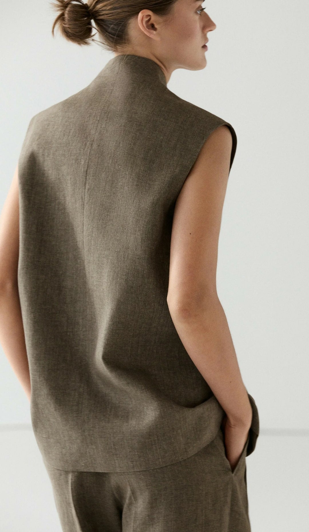 ENSEMBLE GILET | BERMUDA FLUIDE EN LIN MÉLANGÉ