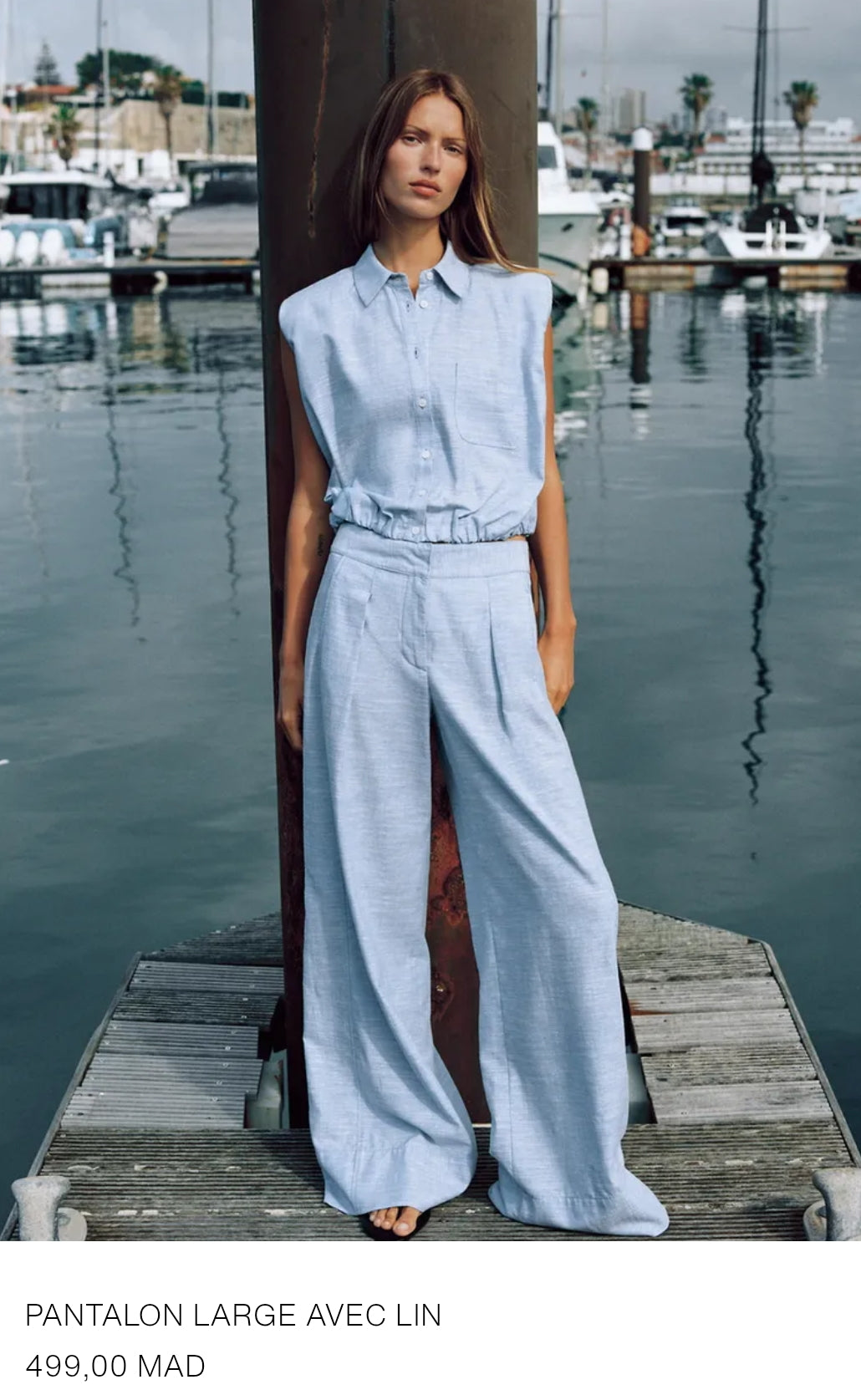 PANTALON LARGE AVEC LIN