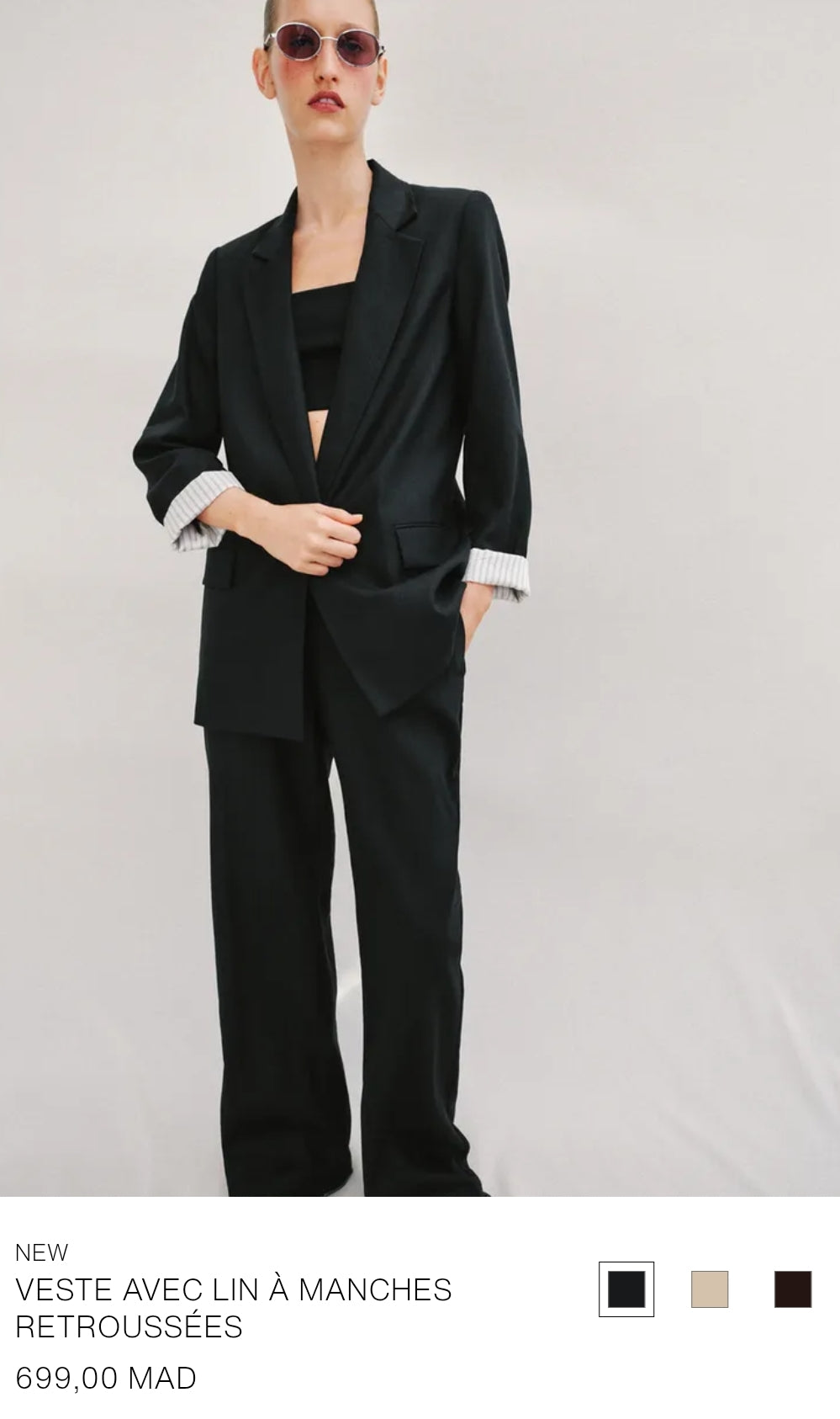 VESTE AVEC LIN À MANCHES RETROUSSÉES (Copie)