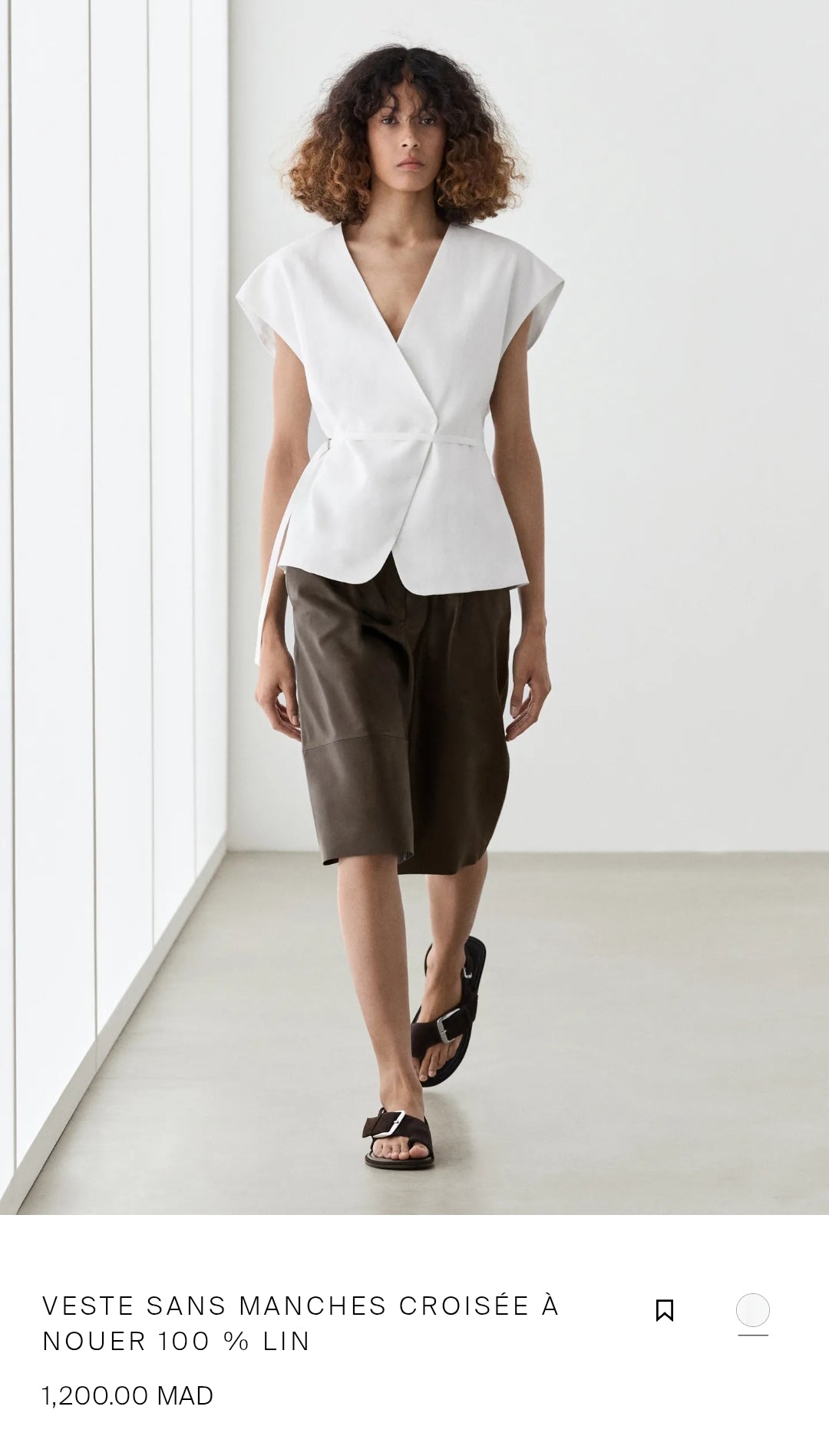 ENSEMBLE VESTE SANS MANCHES CROISÉE À NOUER | PANTALON FLUIDE 100% LIN