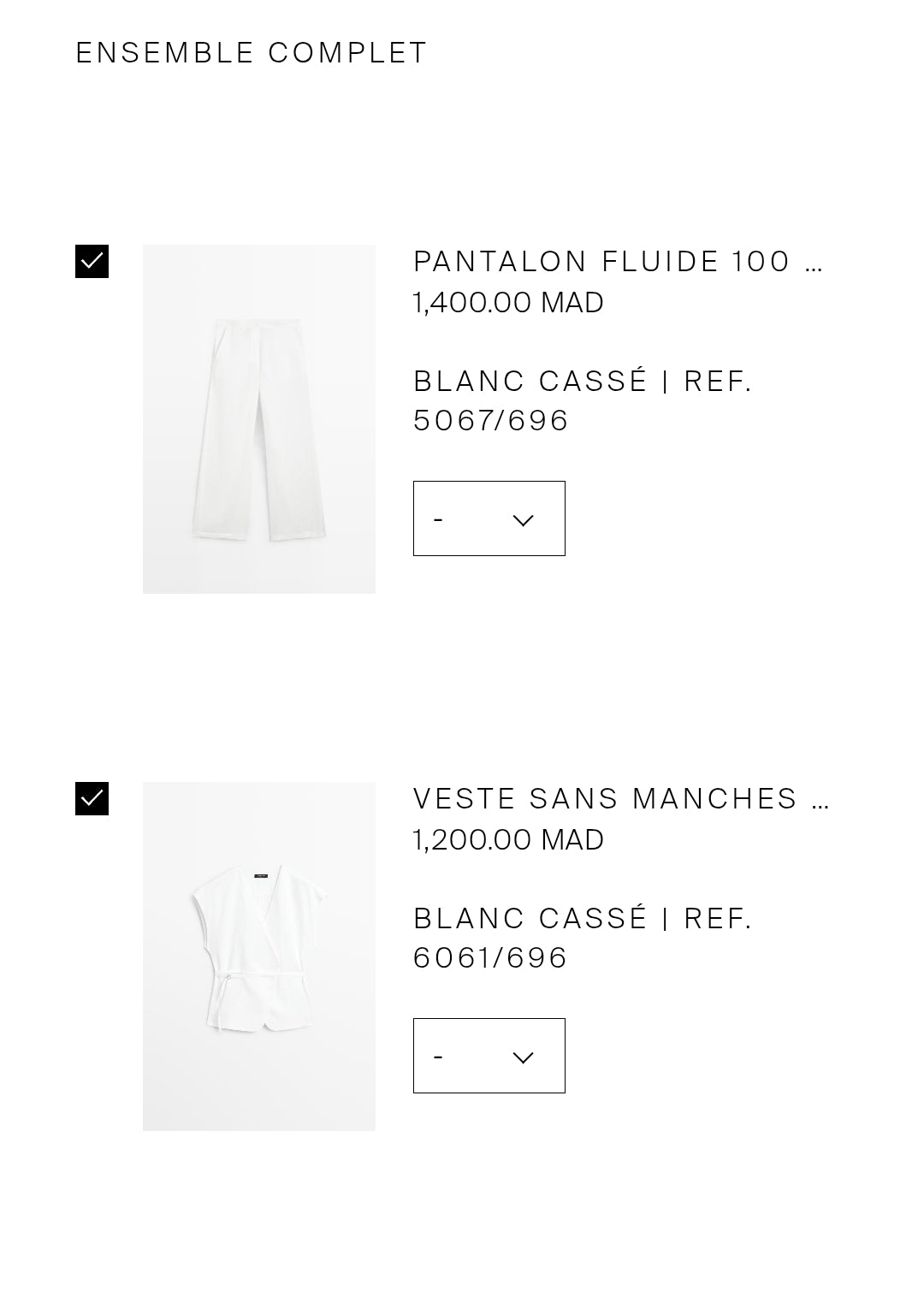 ENSEMBLE VESTE SANS MANCHES CROISÉE À NOUER | PANTALON FLUIDE 100% LIN