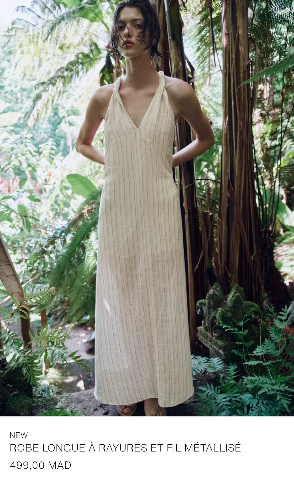 ROBE LONGUE À RAYURES ET FIL MÉTALLISÉ