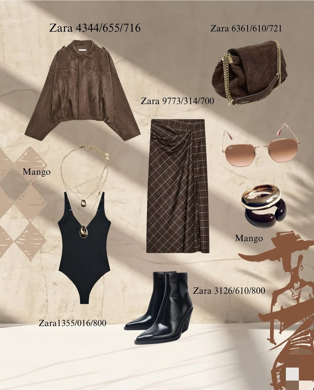 ZW COLLECTION DRAPED CHECK SKIRT