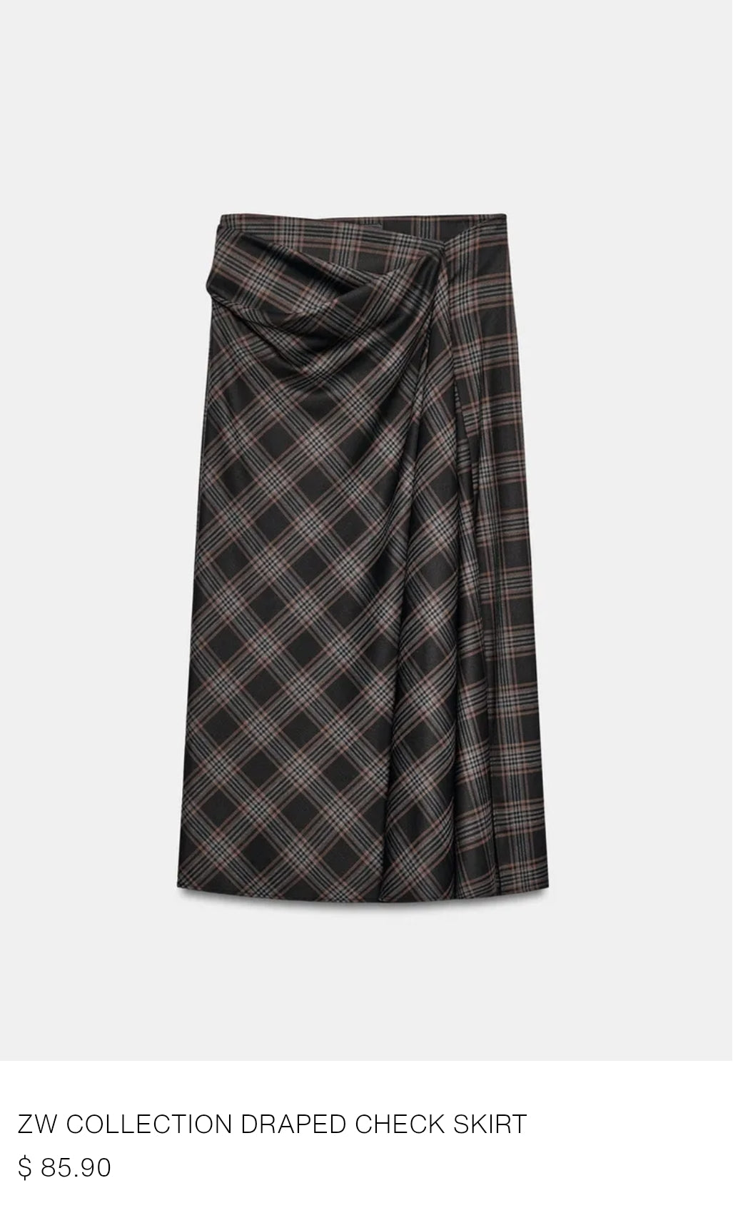ZW COLLECTION DRAPED CHECK SKIRT