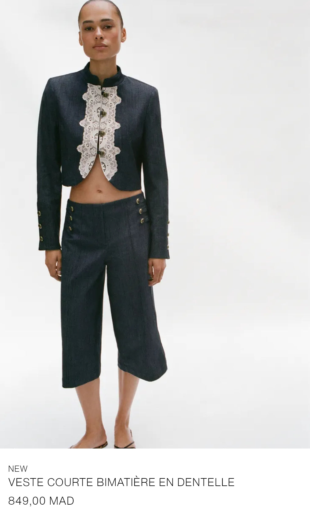 VESTE COURTE BIMATIÈRE EN DENTELLE