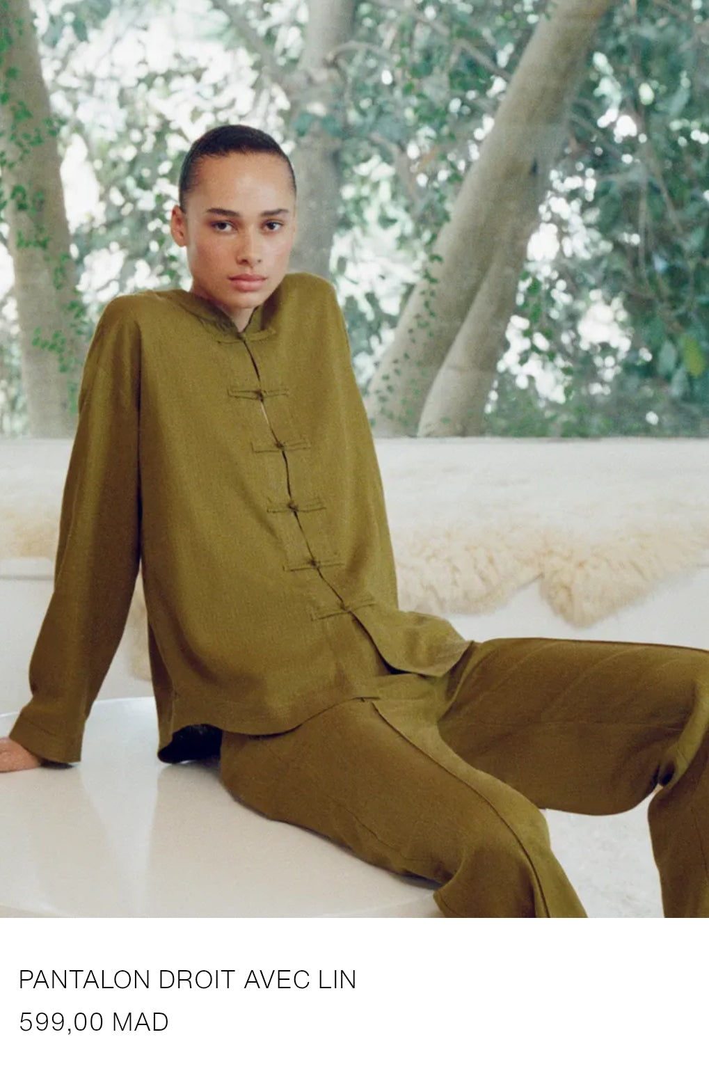 PANTALON DROIT AVEC LIN