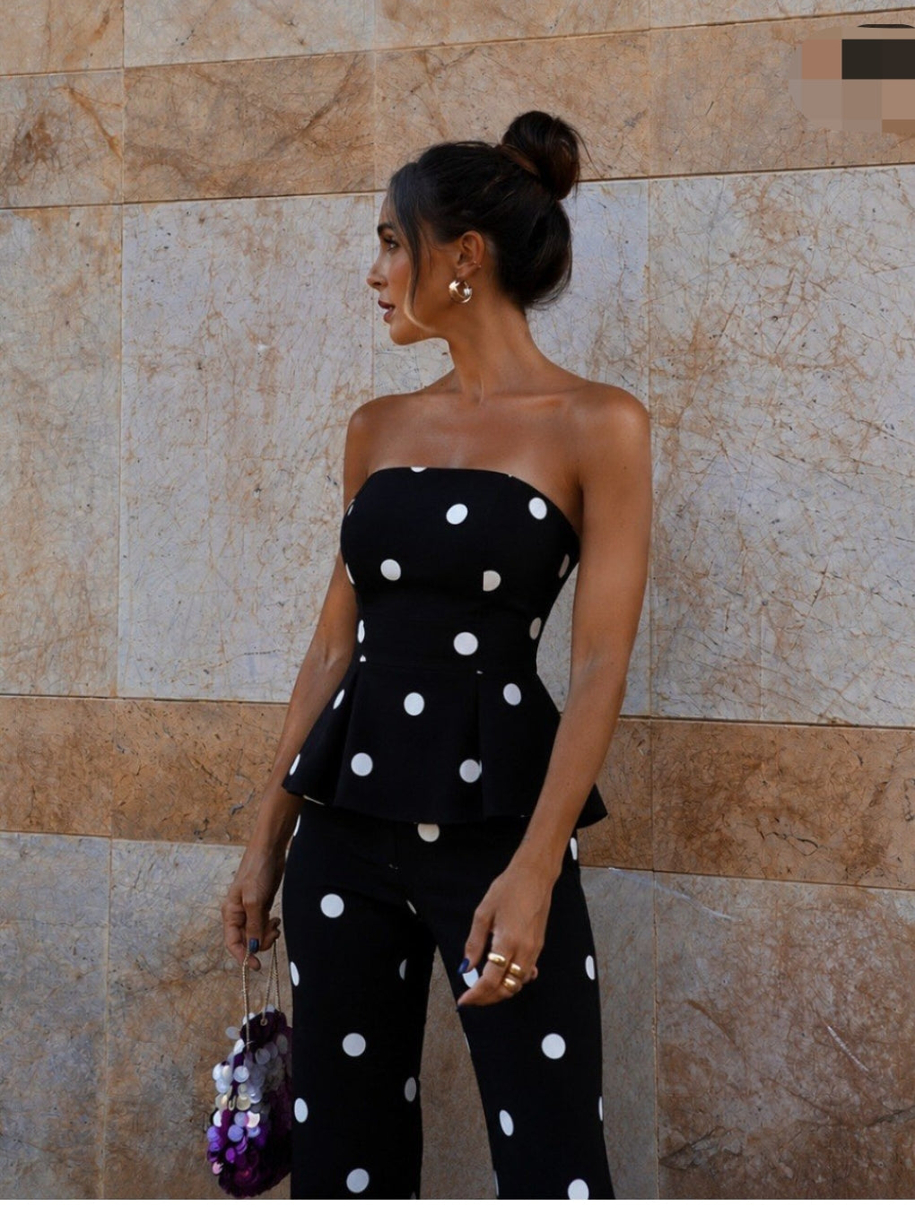 COMBINAISON BUSTIER À POIS
