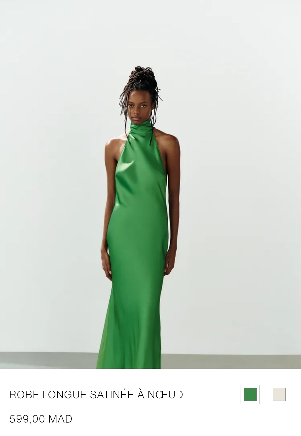 ROBE LONGUE SATINÉE À NŒUD
