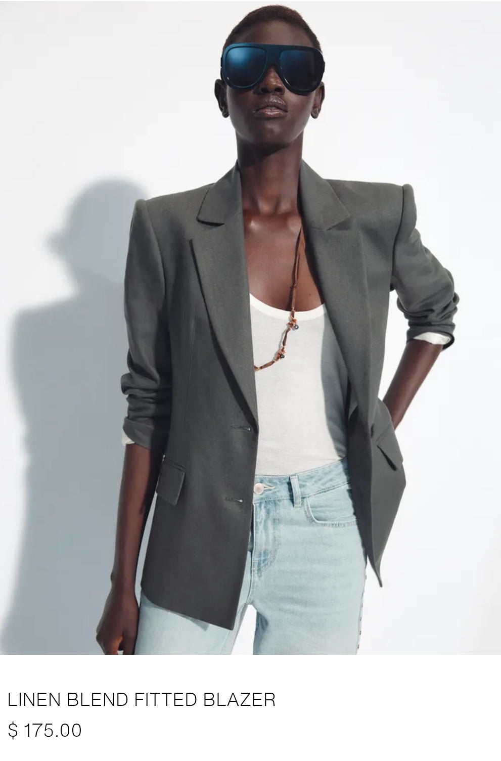LINEN BLEND FITTED BLAZER