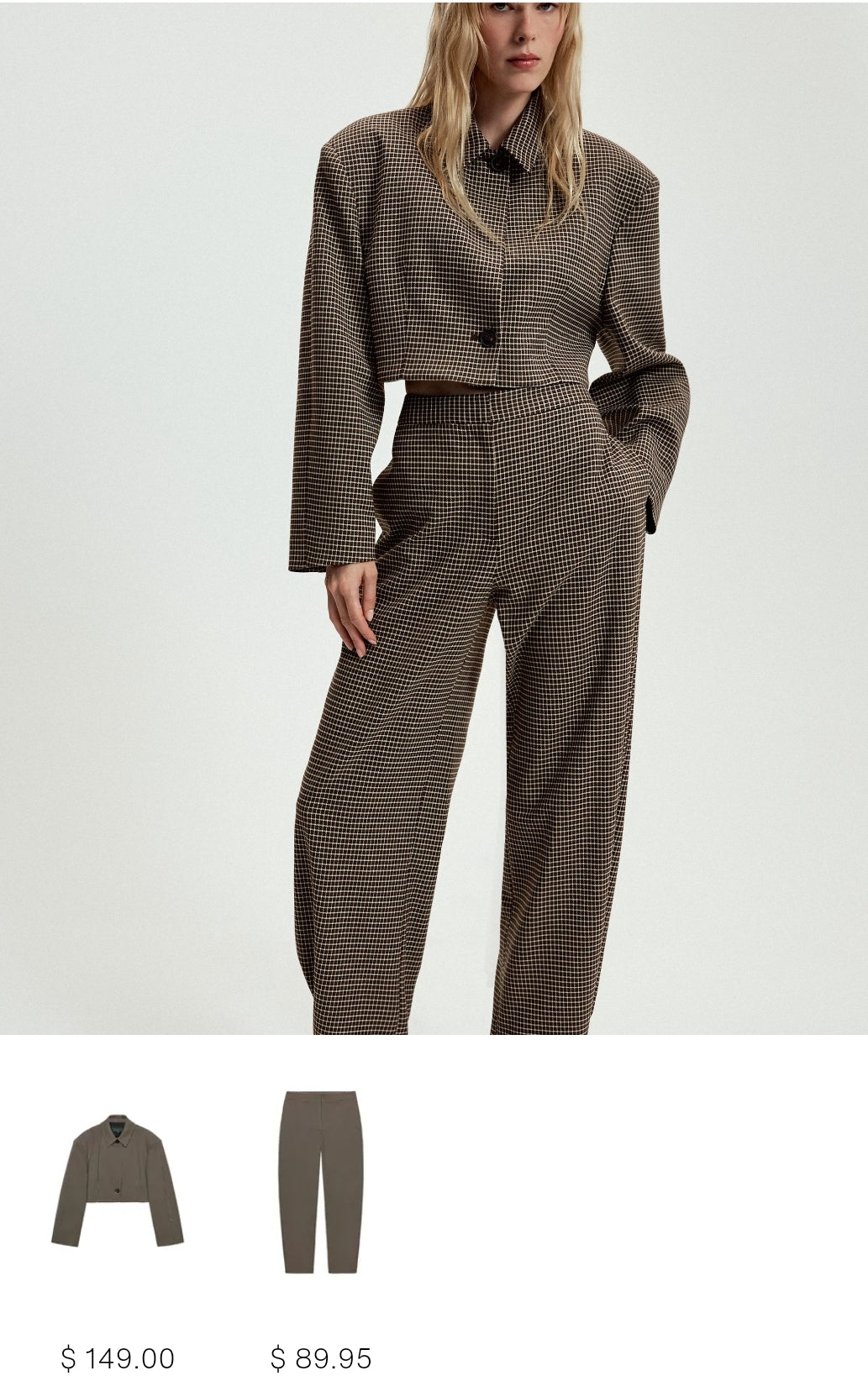 ENSEMBLE CROPPED CHECK BLAZER | CHECK TROUSERS