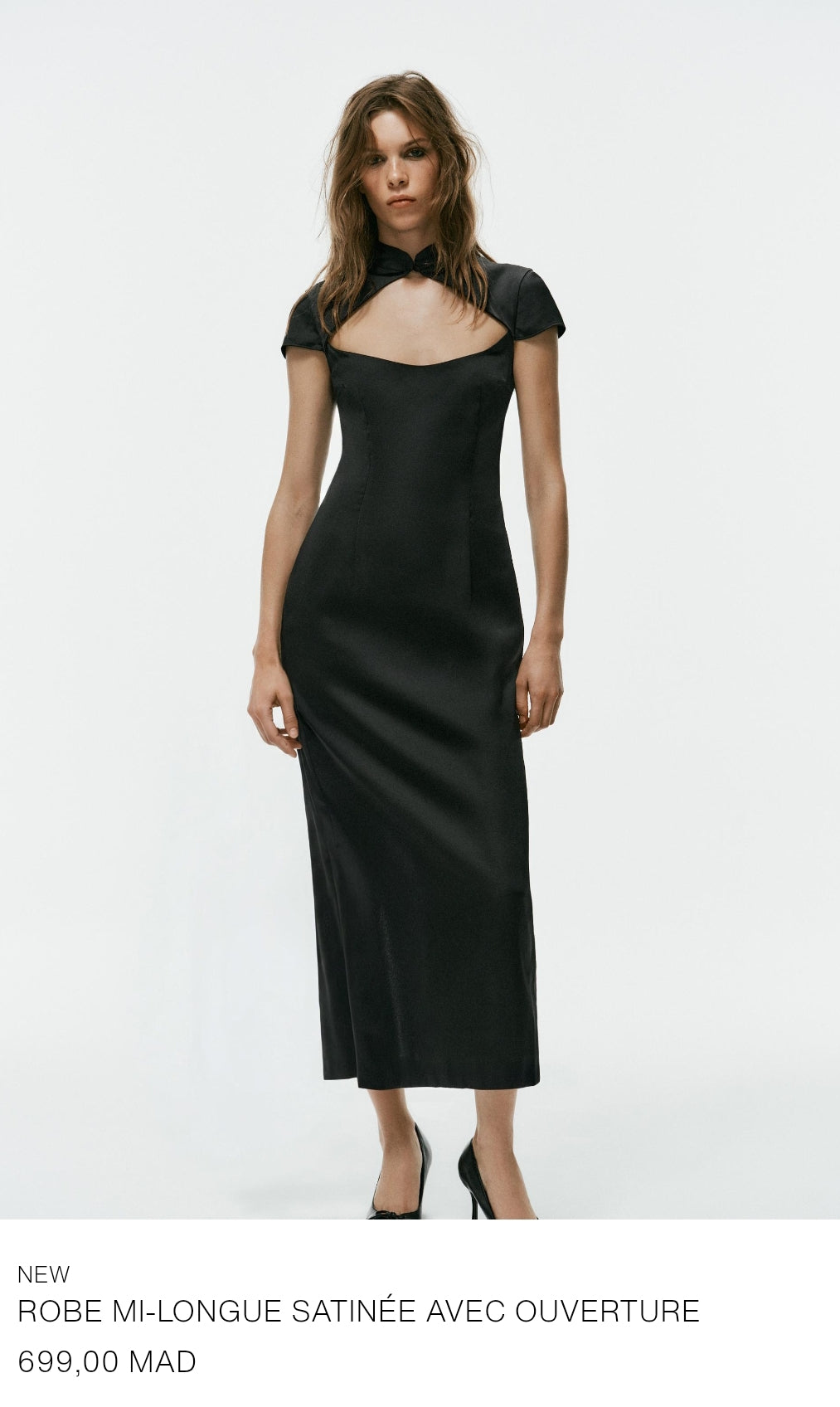 ROBE MI-LONGUE SATINÉE AVEC OUVERTURE