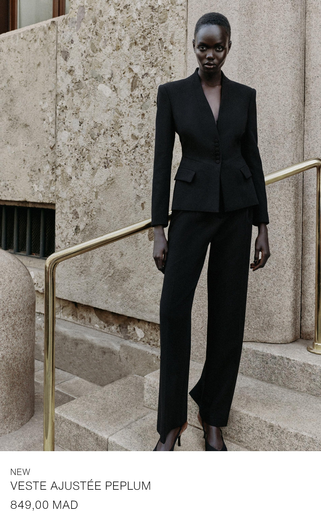 ENSEMBLE VESTE AJUSTÉE PEPLUM | PANTALON DROIT TAILLE HAUTE
