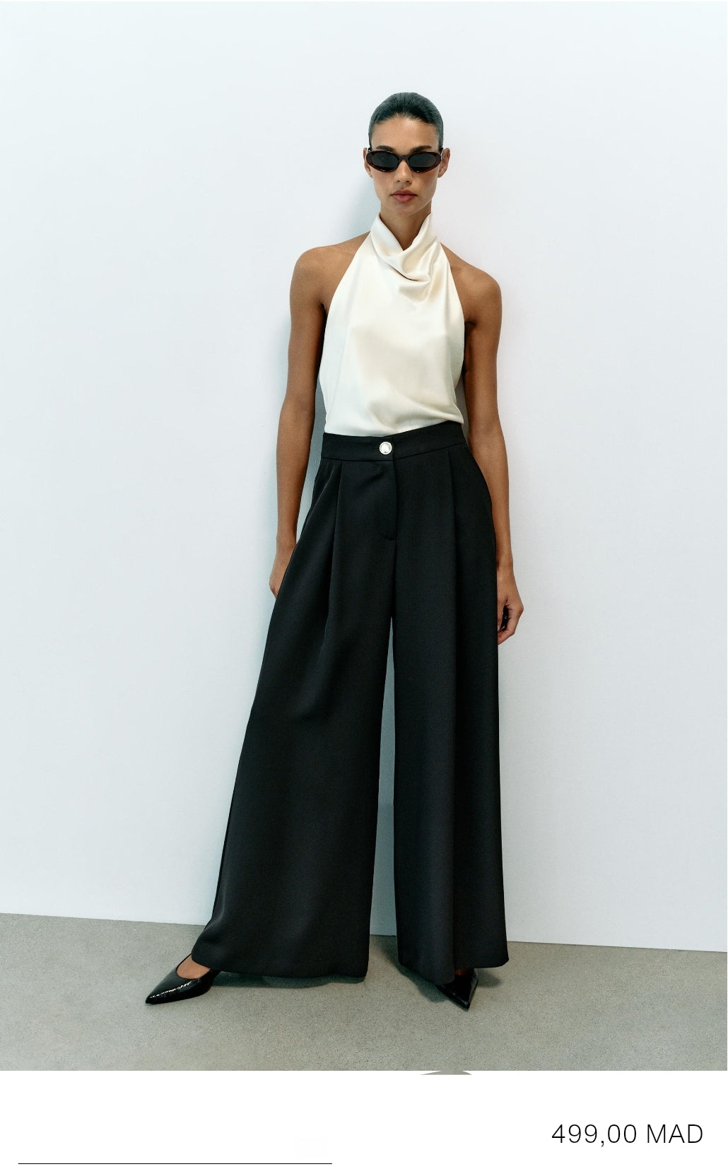 PANTALON PALAZZO À BOUTON DORÉ