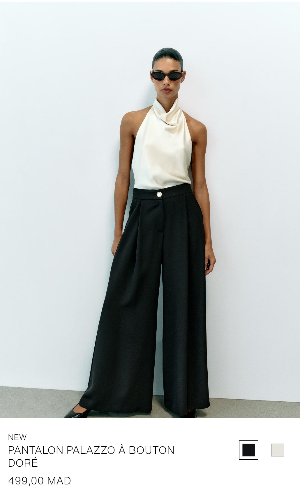 PANTALON PALAZZO À BOUTON DORÉ