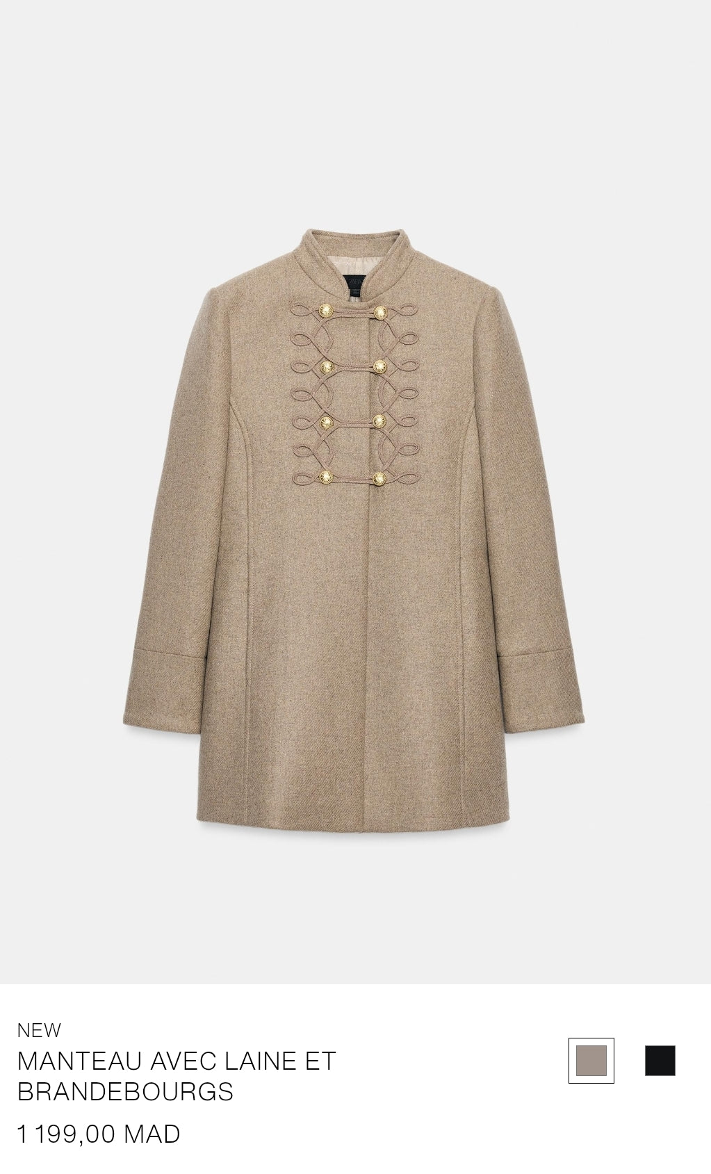 MANTEAU AVEC LAINE ET BRANDEBOURGS