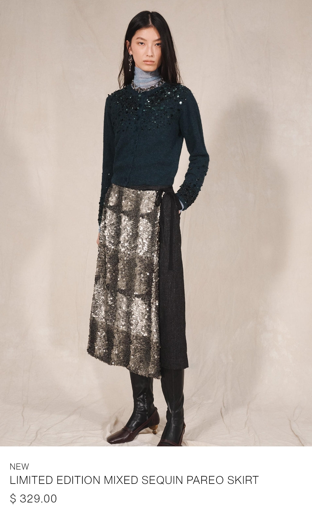 LIMITED EDITION MIXED SEQUIN PAREO SKIRT