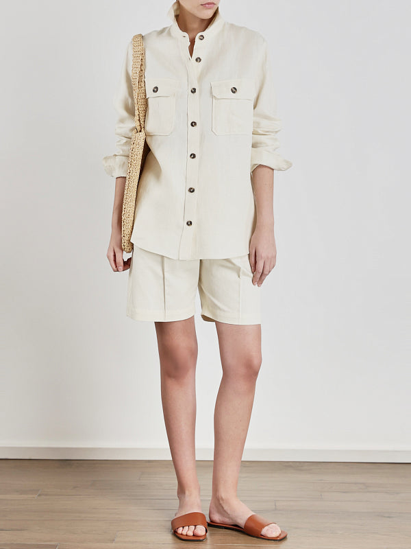 SHORT EN COTON ET LIN