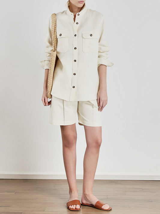 SHORT EN COTON ET LIN
