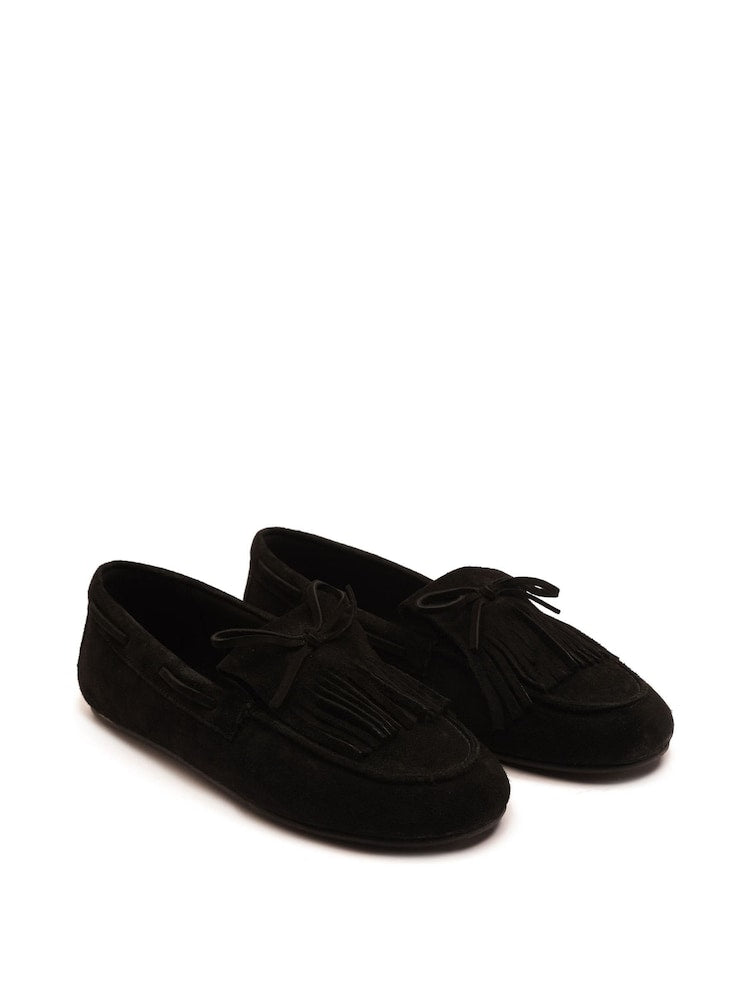 MOCASSINS OFF THE HOOK EN DAIM KENNET À FRANGES