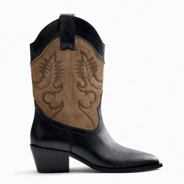 BOTTINES LEATHER HEELED COWBOY ANKLE BOOTS