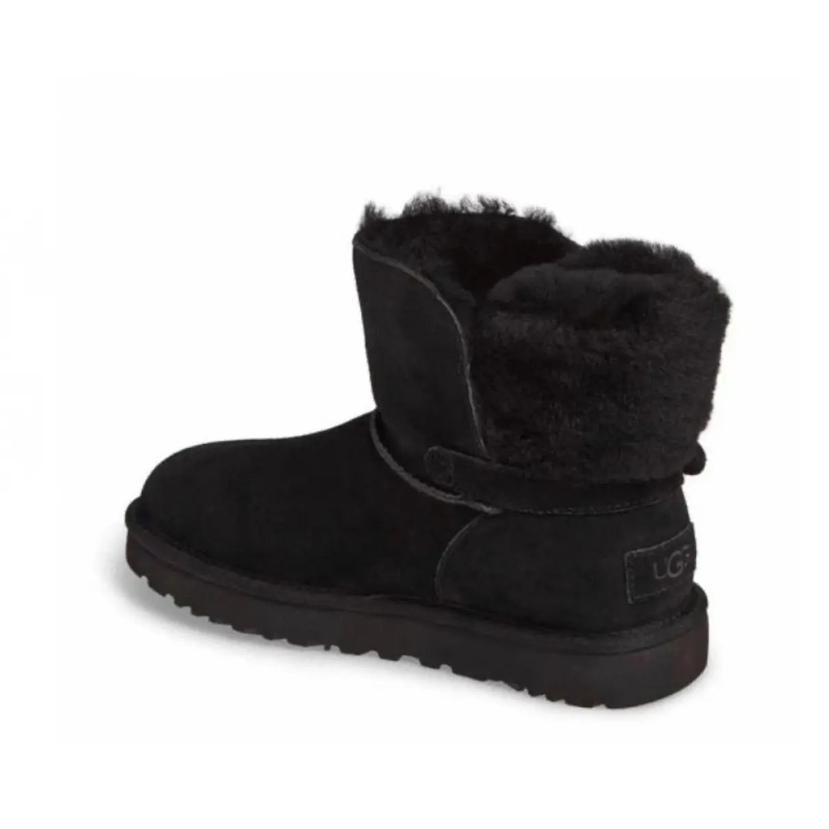 UGG CLASSIC MINI KAREN BUCKLE BLACK SHEEPSKIN BOOT