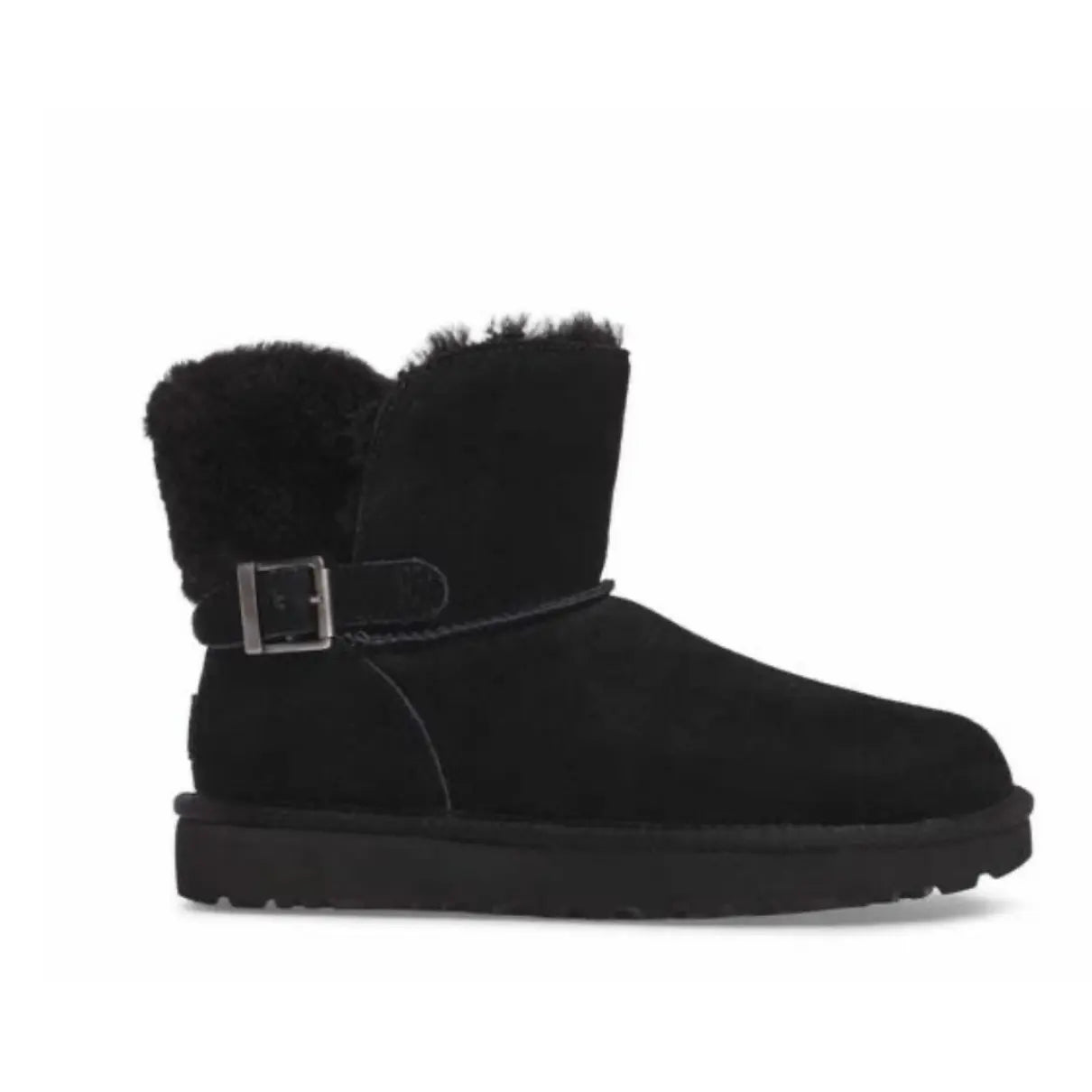 UGG CLASSIC MINI KAREN BUCKLE BLACK SHEEPSKIN BOOT