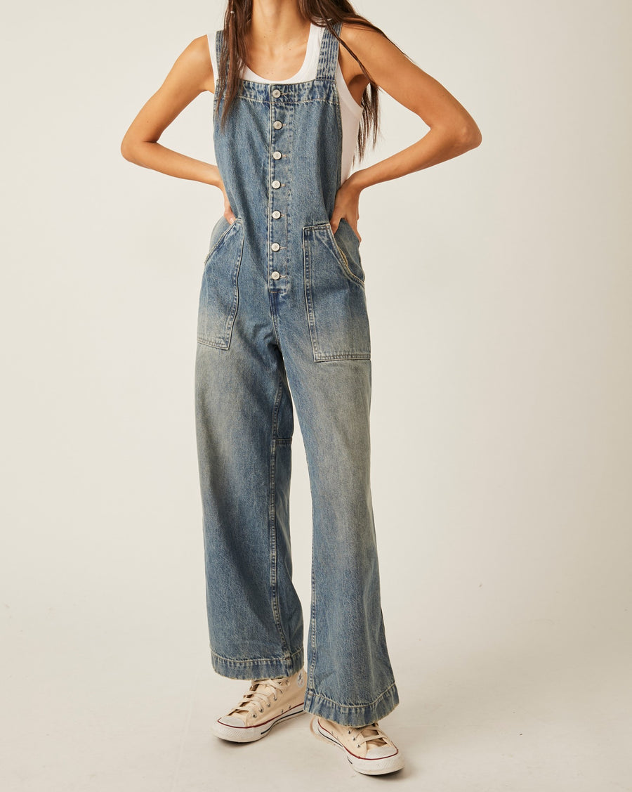 WOMEN'S WE THE FREE FIELDS OF FLOWERS WIDE-LEG OVERALLS IN FOLLOW YOUR HEART