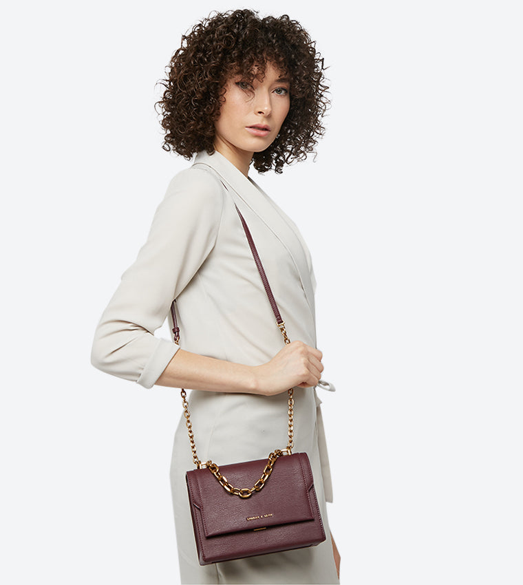 CHARLES & KHEITH Sac Front Flap Chain Handle Crossbody