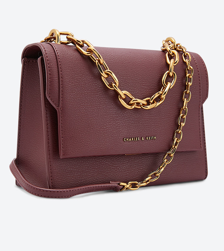 CHARLES & KHEITH Sac Front Flap Chain Handle Crossbody