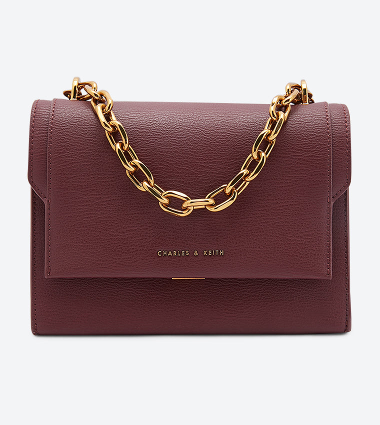 CHARLES & KHEITH Sac Front Flap Chain Handle Crossbody