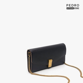 PEDRO Sac Croco Avec Chaîne Convertible - Noir