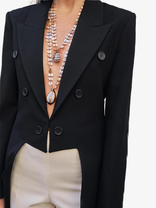 BLAZER ASYMÉTRIQUE À CARREAUX AVEC LAINE ZW COLLECTION LIMITED EDITION