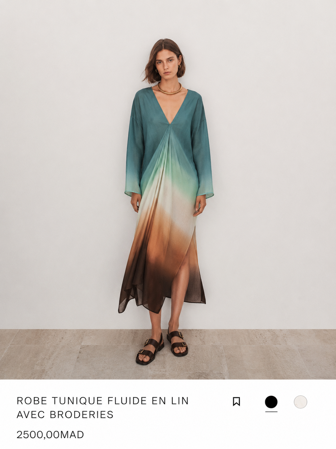 ROBE EN LIN IMPRIMÉE À PLIS