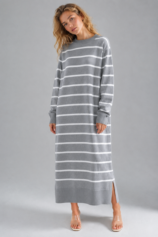ROBE EN MAILLE GRIS | WHITE