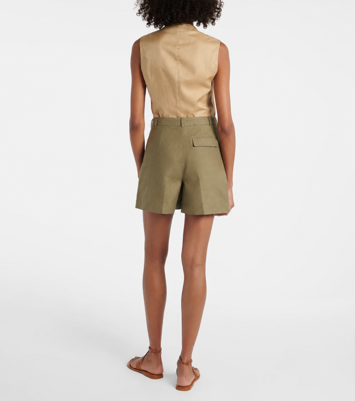 BERMUDA TAILLE HAUTE AVEC LIN