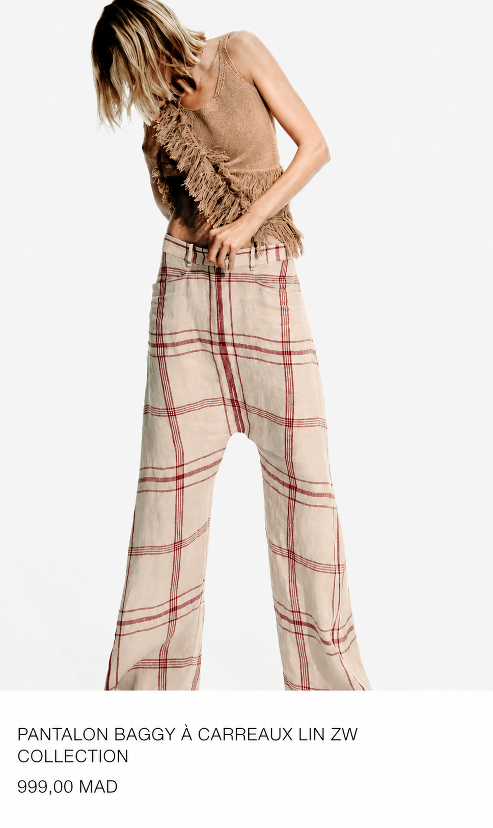 PANTALON BAGGY À CARREAUX LIN ZW COLLECTION