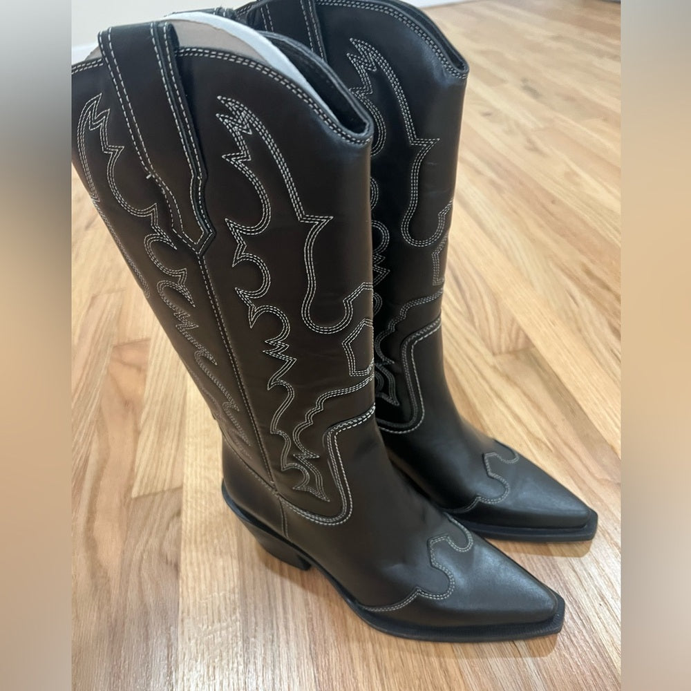 BOTTINES COW-BOY CUIR SURPIQÛRES