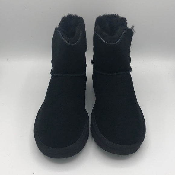 UGG CLASSIC MINI KAREN BUCKLE BLACK SHEEPSKIN BOOT