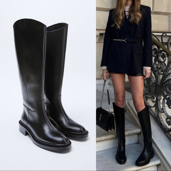 Bottes Hautes En Cuir Zara